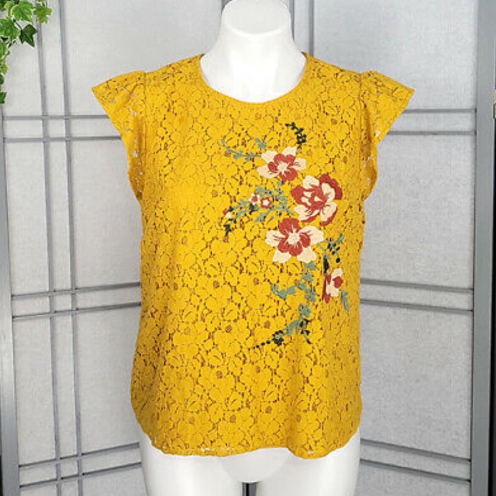 Xhilaration lace top with embroidered flowers